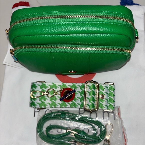 Pom Pom London Original Bag District Line Green houndstooth strap keychain NWT - Picture 9 of 11